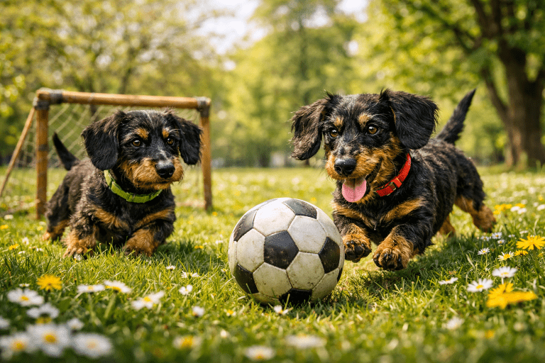 Eddi und Gaius beim Ballspielen